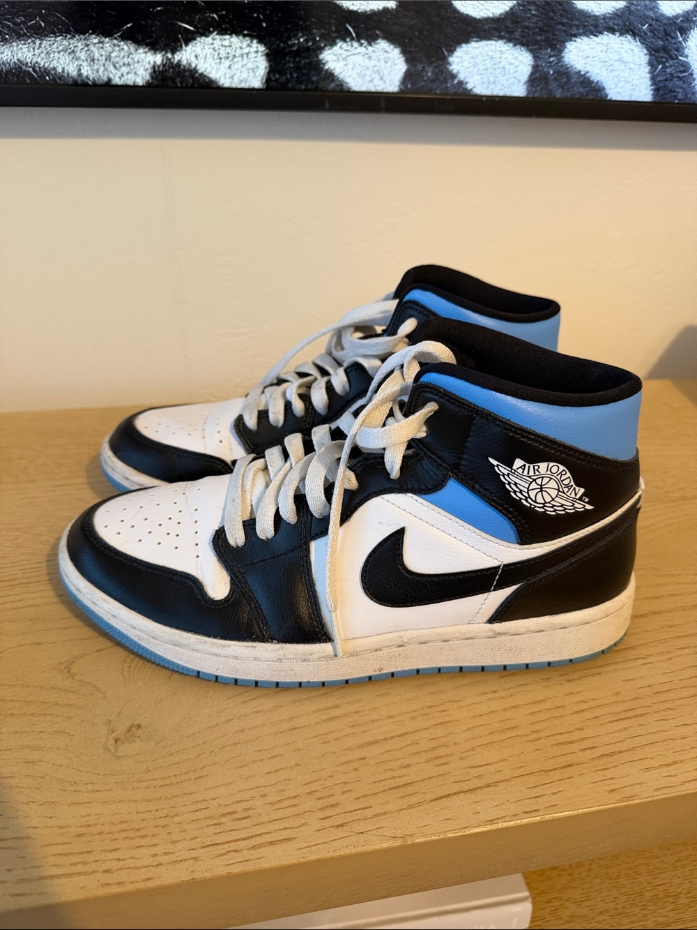 Nike Black White Blue High-Top Sneakers